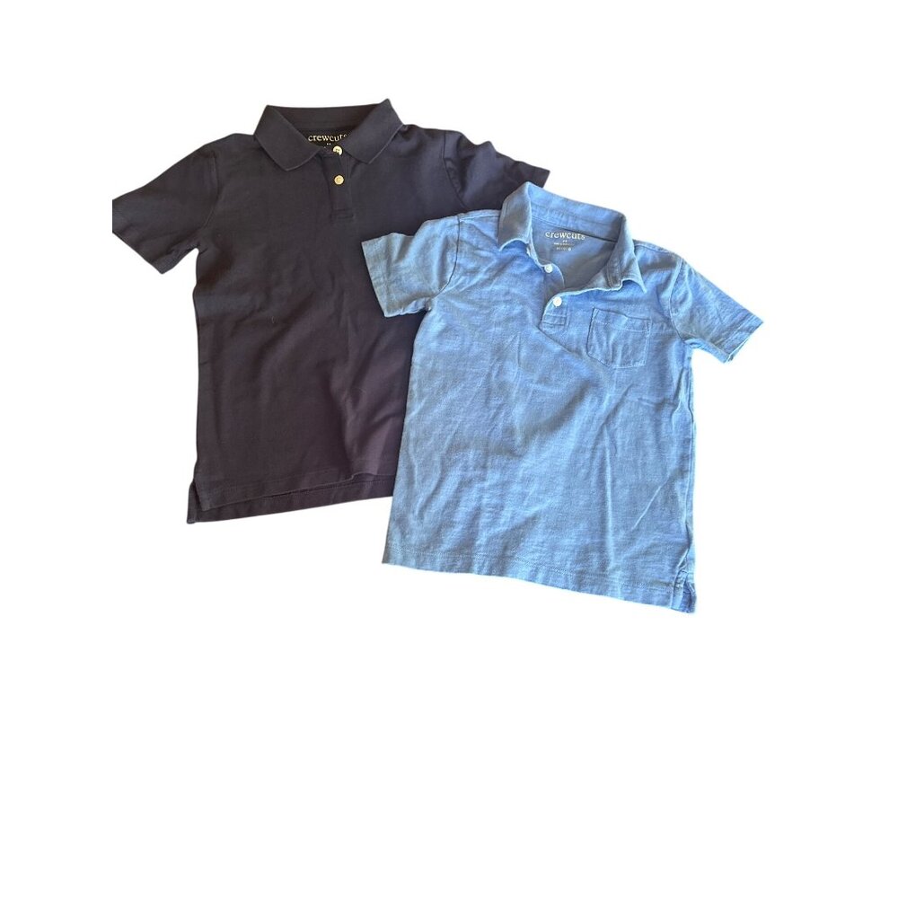 Crewcuts Boys Polo Shirts Navy Light Blue Size S Lot Of 2 Preppy Uniform School